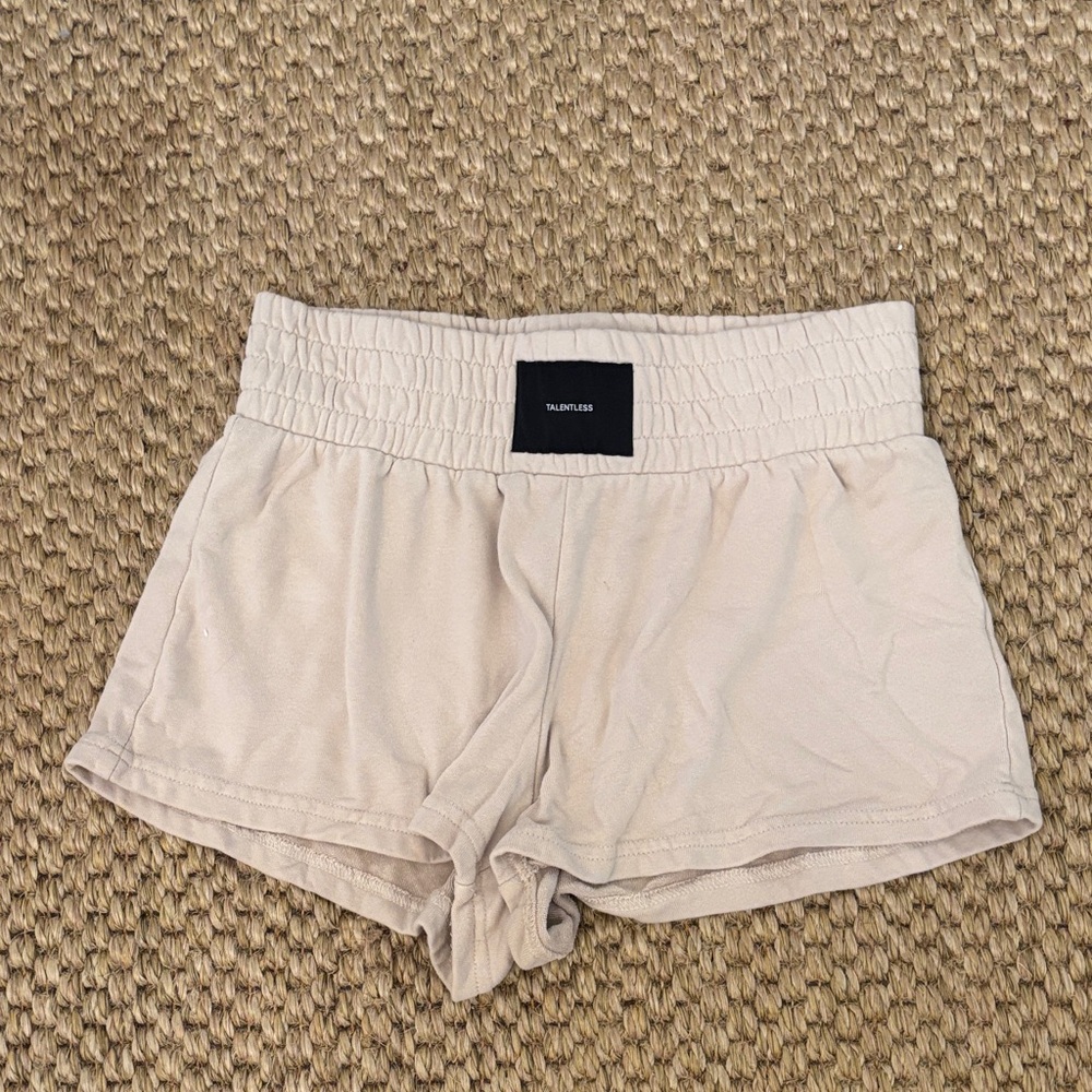 TALENTLESS Light Beige Elastic Waist Lounge Shorts